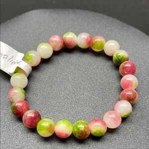 Watermelon Tourmaline 8 mm Stone Beaded Bracelet